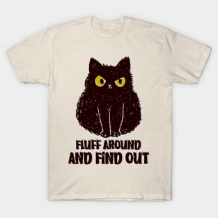 Fluff Around And Find Out Funny black cat Shirt T-Shirt